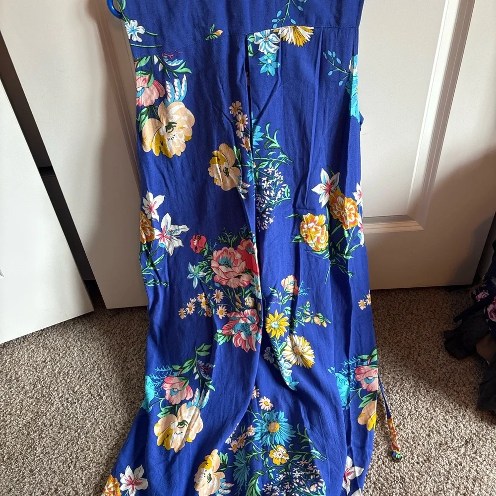 Anthropologie Blue Floral Midi Dress - Picture 10 of 11